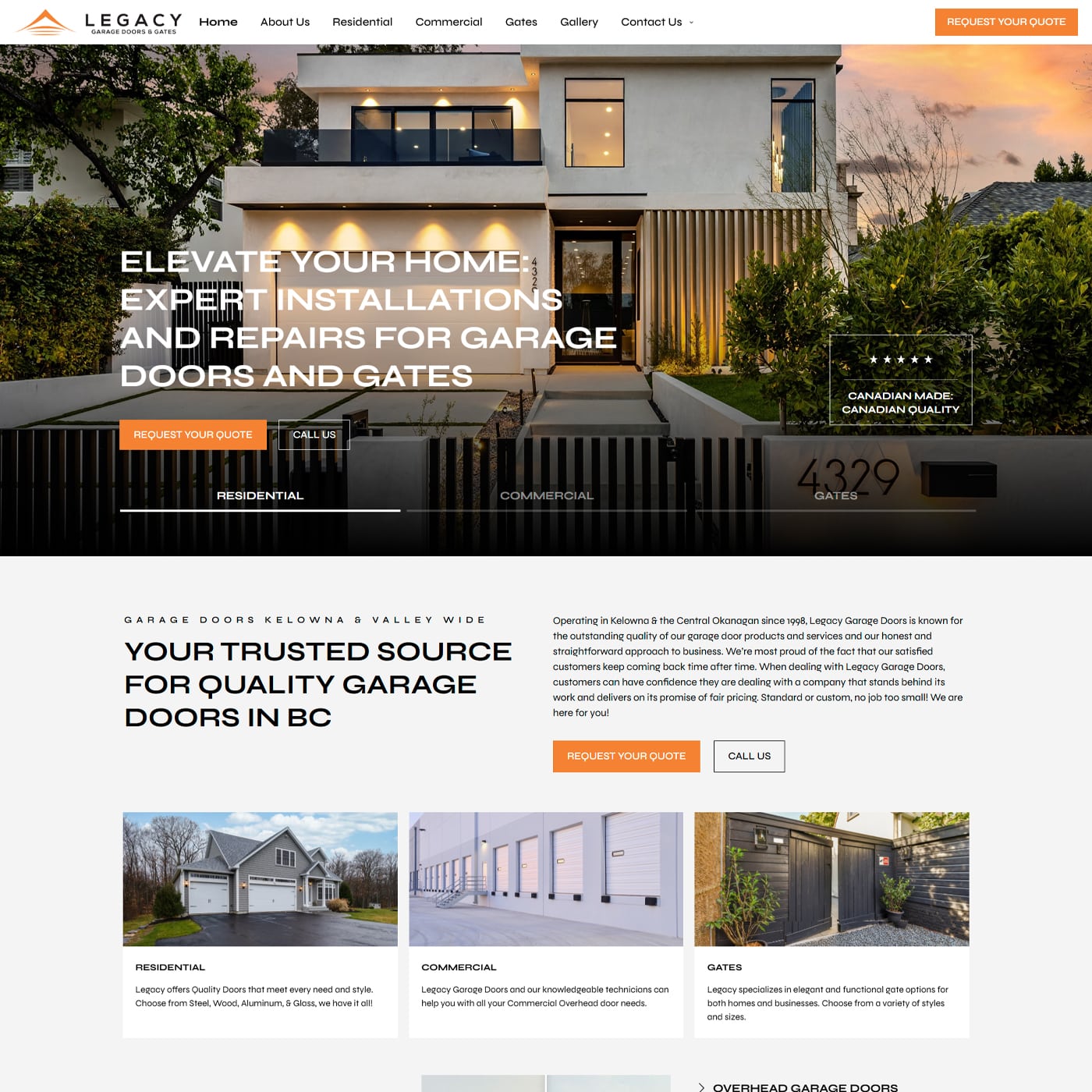 a garage door website made by wordpress expert in the philippines